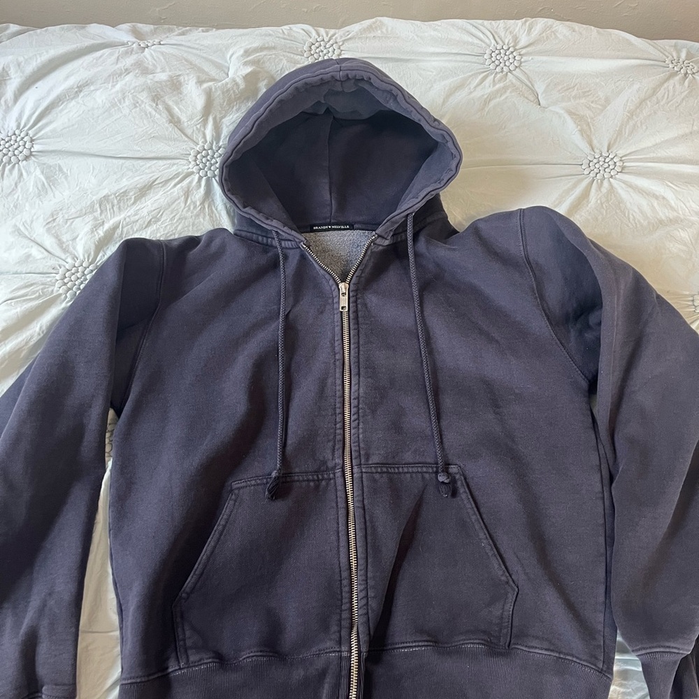 Navy Blue Brandy Melville Zip-Up Hoodie